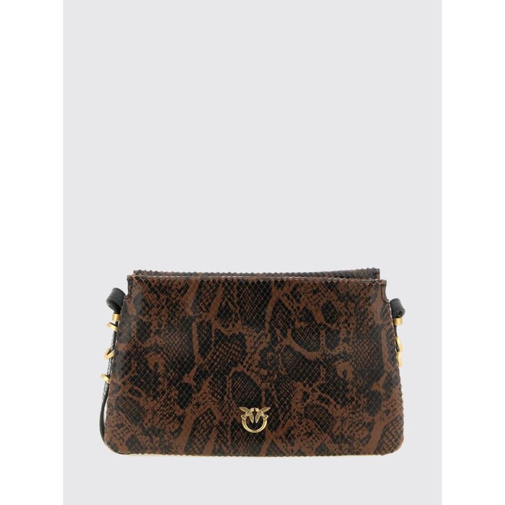 Pinko Women Pinko Python Print Leather Crossbody Bag With Love Birds Logo Buckle